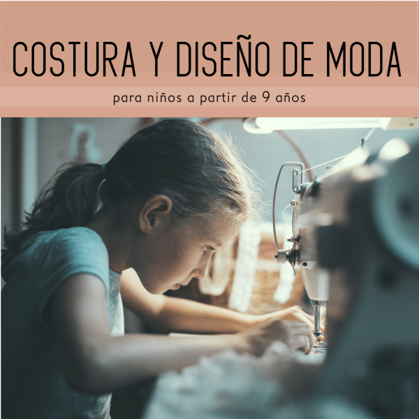 Niña Cosiendo a maquina portada curso Costura y diseño de moda