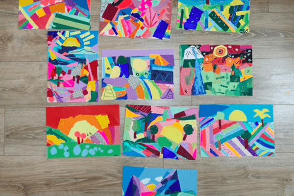 Resultados taller paisajes collage Carolyn Gavin